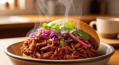 Plant-Based Pulled Pork Sandwich